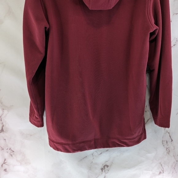 Athleta Sweatshirt Womens Small Red Retroplush Hoodie Decadent Tunic Quarter Zip - Picture 6 of 12